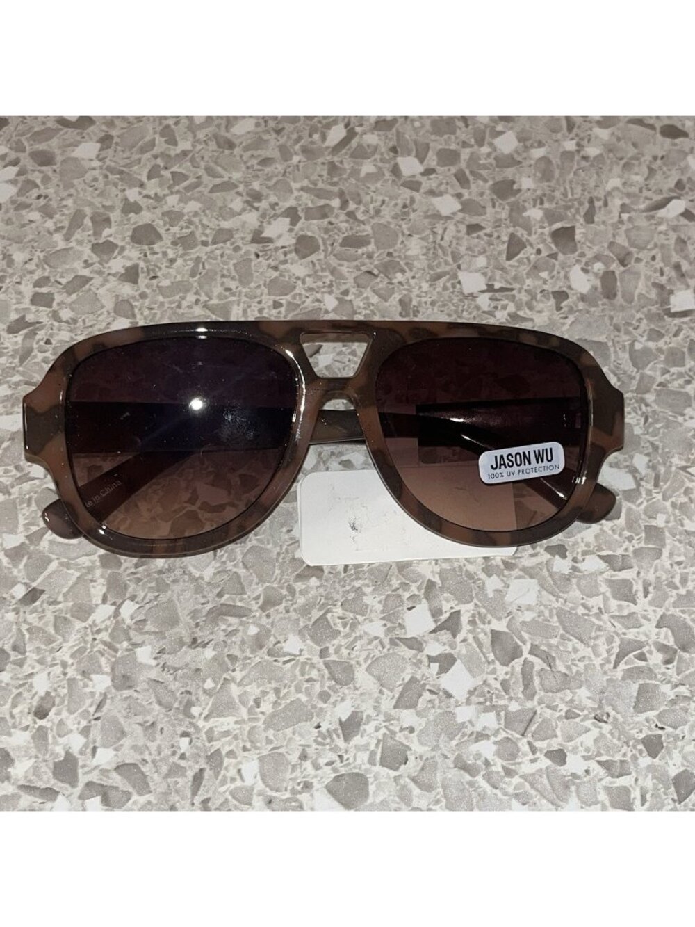 JASON WU Brown Tortoise Shell Plastic Aviator Sunglasses NEW